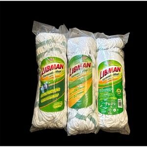 Libman Tornado Mop Refill‎ 3 Pack White Green Recycled Fiber Machine Washable